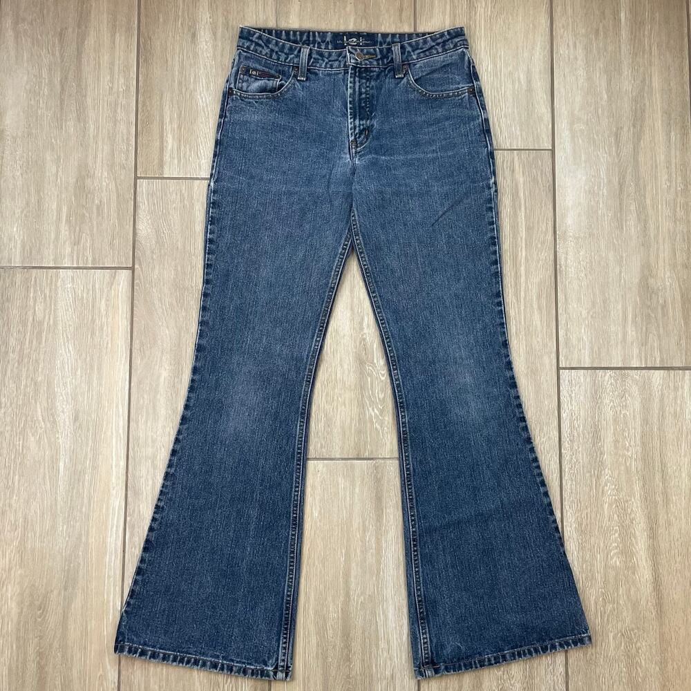 Vintage Y2K L.E.I. Jeans Womens 7 Blue Mid Rise Flare 100% Cotton Denim